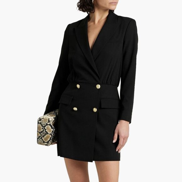 New Derek Lam 10 Crosby Chiara Gold Button Mini Blazer Dress Black 8, M $595 - Picture 1 of 10